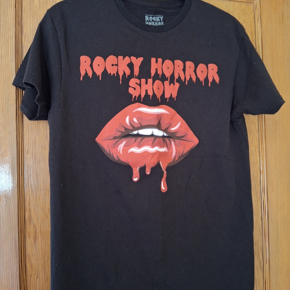 Black Tee with Red Lips Graphic